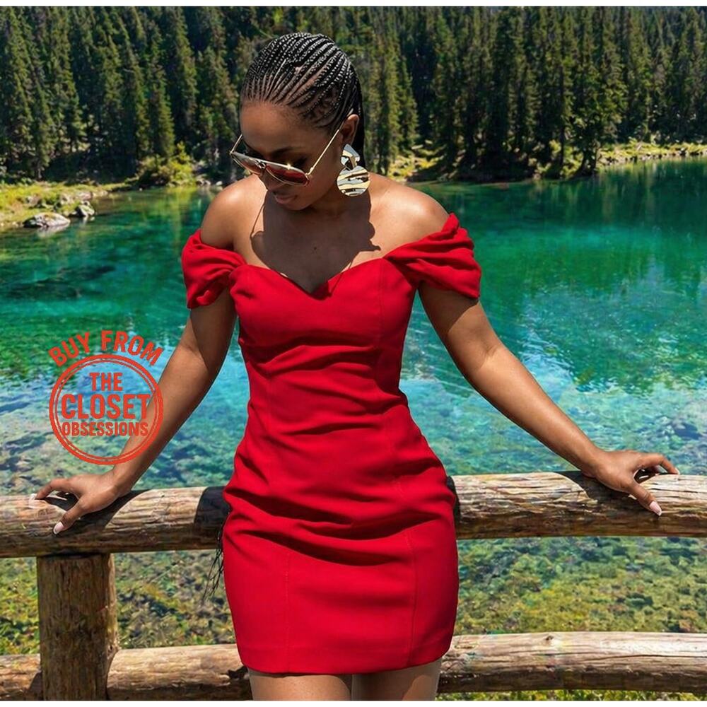 ZARA Off-Shoulder Mini Dress NWT | Red Sweetheart Neckline | Size L XL